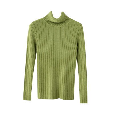 

Autumn Winter New Slim Solid Color Knitted Top Turtleneck Long Sleeve Women Female T-shirt