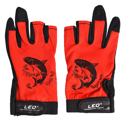 

1Pair Outdoor Fishing Man Outdoor Sport Waterproof 3 Cut Finger Anti-slip Non-Slip Fishing Gloves