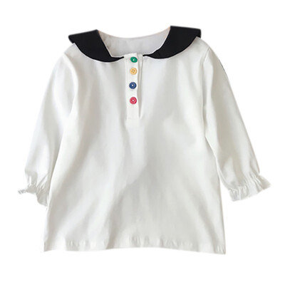 

Children Spring Autumn Girls Cute Cartoon Print Lapel Princess Long-Sleeved Sweet Princess Dress