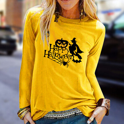 

Tailored Womens Casual Halloween Print Shirts O-Neck Long Sleeve Top Loose T-Shirt Blouse