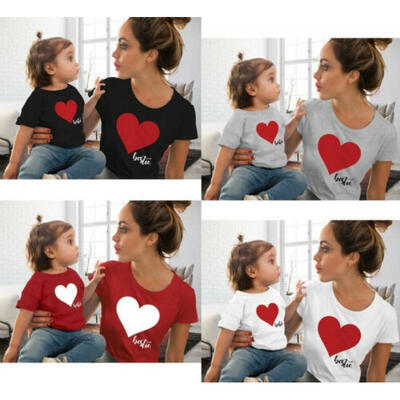 

NEW Summer Family Clothes Causal T-shirt Women Mother Daughter Kids Tops Blouse