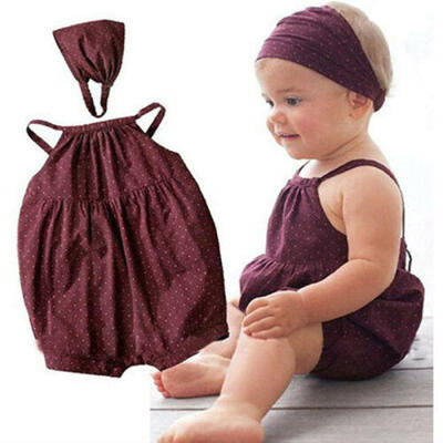 

Newborn Baby Girl Romper Bodysuit Jumpsuit Headband Outfits Summer Clothes Set