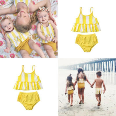 

Kid Baby Girl Bikini Striped Swimsuit Swimwear Bathing Sunsuit Toddler Clothing