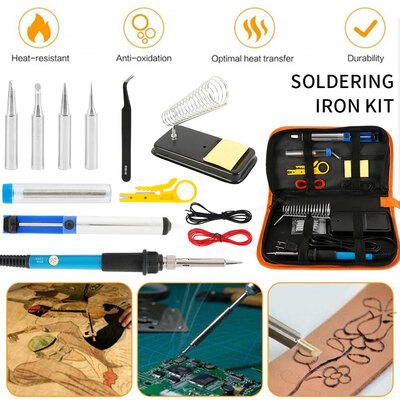 

Soldering Iron Kit Adjustable Temperature 110V220V 60W Solder Welding Tools Ceramic Heater Soldering Tips Desoldering Pump