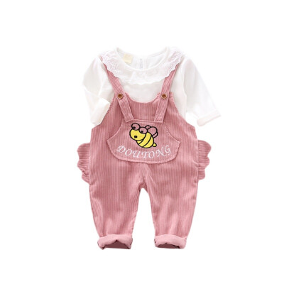 

Baby Clothes Sets Infant Kid Baby Girl Clothes Set Cartoon Autumn Long Sleeve Bodysuit printing suspender trouser