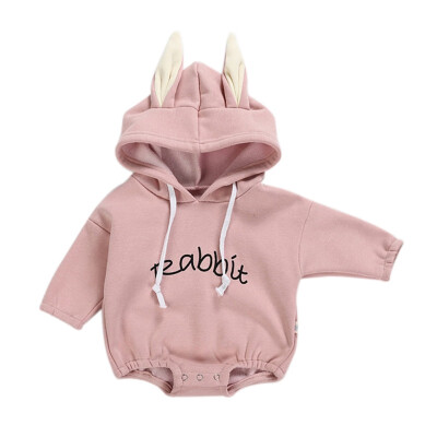 

Autumn Infant Baby Girls Boys Bodysuit Long Sleeve Letters Printed Hoodie Ear Design Kids Bodysuit Jumpsuit