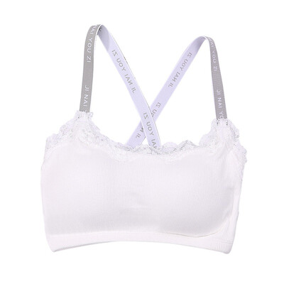 

Women Crop Tops Sexy Lace Bra Camisole Camis Solid Colors Underwear Letters Print Strappy Padded Bra Tops Cotton Vest Tank Top