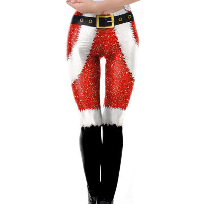 

Women Christmas Print Wear Bottoming Leggings Stretchy High Waist Stretchable Skinny Tights Pants