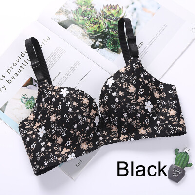 

2019 five-color one-piece Bra Gathered Adjustable Shoulder Strap Four Rows Of Buckles Without Steel Support Printed Bra 3