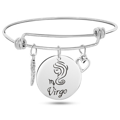 

12 Constellation Wire Stainless Steel Bracelet Birthstone Bangle Bracelets Charm Bracelet