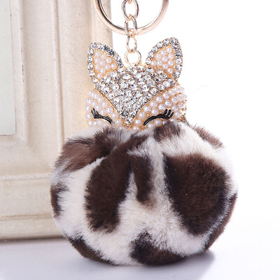 

Lovely Crystal Faux Rabbit Fur Keychains Women Trinkets Suspension On Bags Car Key Chain Keyrings Gifts