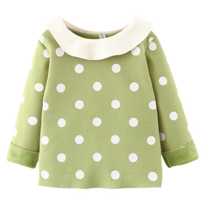 

Children Plus Velvet Shirts Autumn Cartoon Printed Long Sleeve T-Shirt Doll Collar Casual Tops