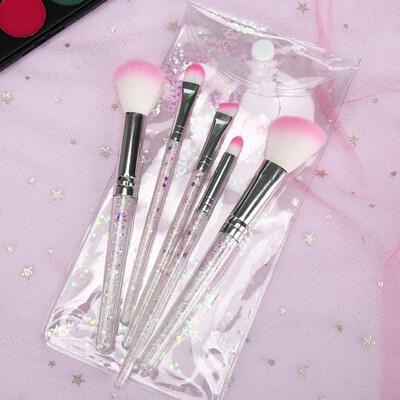 

5pcsset High Quality Makeup Diamond Glitter Makeup Brushes Set Acrylic Transparency Foundation Blending Brush Cosmetic Beauty