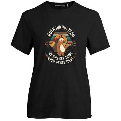 

2019 New Fashion Casual Cute Sloth Hiking Team Letter Printed Shirt Short Sleeve Round Neck Tops For Men Women