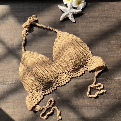 

Sexy Women Summer Beach Beachwear Bikini Bra Knitted Weaven
