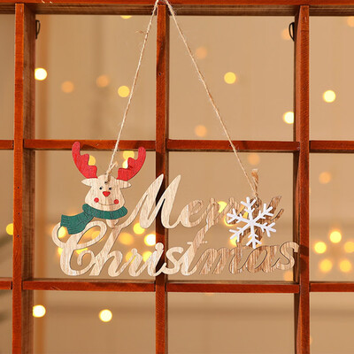 

Wooden Wall Door Sign Banner Hanging Plate Board Wooden Merry Christmas Hanging Drops Interior Decoration