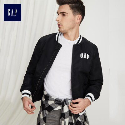 

GAP flagship store mens casual baseball uniform jacket winter mens jacket stand collar logo shirt 422315 positive black 17592A S