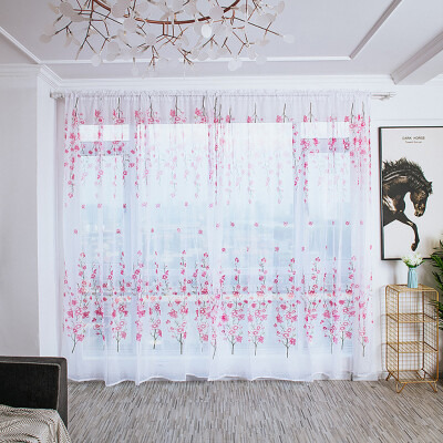 

Gobestart Trees Sheer Curtain Tulle Window Treatment Voile Drape Valance Fabric