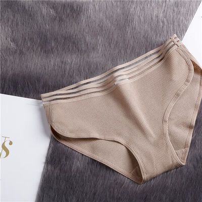 

Women Vertical Striped Cotton Panties Female Mid Waist Breathable Briefs Solid Elastic Crotch Lingerie Intimates Underwear