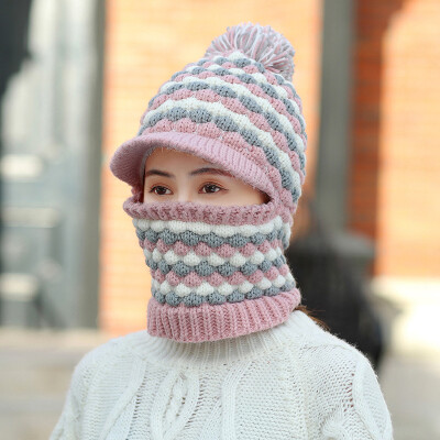 

Wool hats for men&women in winter knitted ear&neck protector riding windproof&velvet one-piece hat to keep warm