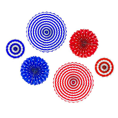 

Wave Point Stripe Pattern Paper Fan Round Folding Hanging Fans for Porch Tree Home Decor Party Supplies