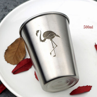 

500ml Simple Stainless Steel Juice Beer Water Cup Unbreakable Stackable Pint Mugs Juice Mug Coffee Cup Drinking Cups