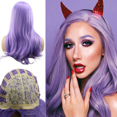 

Tailored Womens Fashion Wig Purple Synthetic Hair Long Wigs Wave Curly Wig