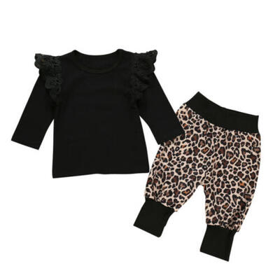 

US Toddler Baby Girl Clothes Tops T-Shirt Leopard Pants Outfits Tracksuit