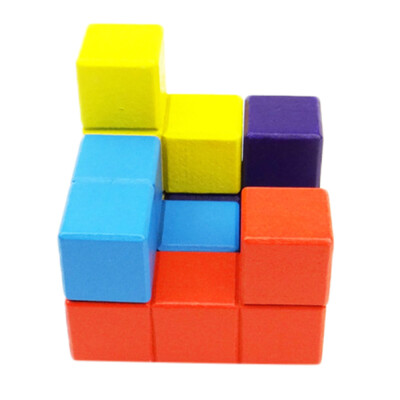 

YIWULAWooden Brain Teaser Puzzle Cube Tetris Pieces Creative Educational Toy for Kid