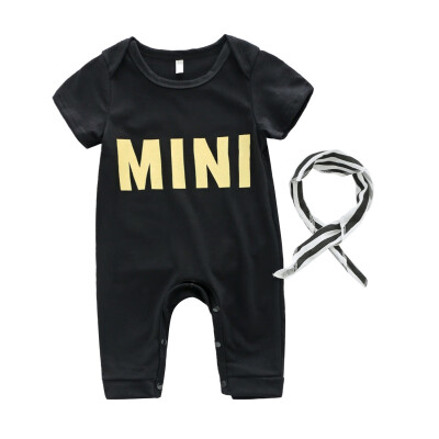 

Hot Selling Baby Boys Casual Jumpsuit Infant Kids Short-sleeved Letter Bodysuit With Bibs Newborn New-arrival Fashion Outfits