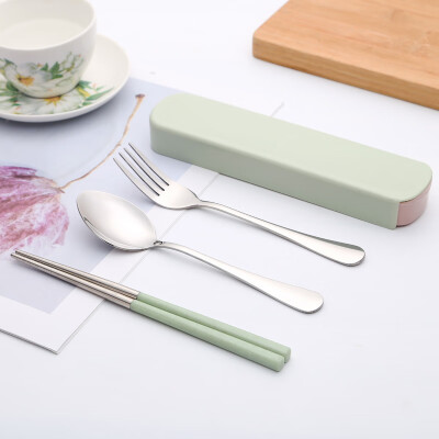 

Portable two-piece creative tableware Stainless steel cutlery European style Solid color tableware