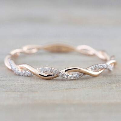 

Round Rings For Women Thin Rose Gold Color Twist Rope Stacking Wedding Rings in Stainless Steel bijoux