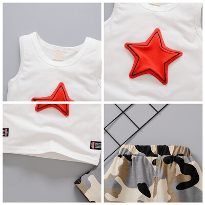 

Boy Clothes Summer Baby Boys Casual Sleeveless Star Print Vest T-shirt TopsShorts 6 Colors 0-4T Baby Costume Set