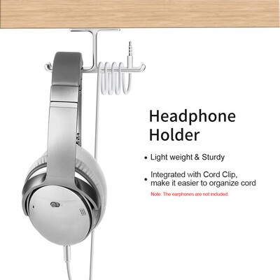 

New Bee Dual Headphone Holder Aluminum Headset Hanger Universal Holder Charging Cable Winder