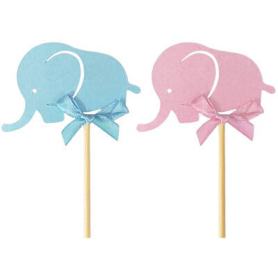 

Lovely Elephant Bow Decorative Cup Cakes Tool Card Inserts Eco-friendly Birthday Cake Decor Insertion