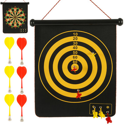 

Two-Sided Magnetic Dart Board Game Set Reversible Rollup Dartboard with 6 Safe Darts for Indoor Outdoor Fun