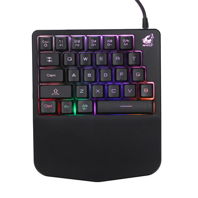 

Free Wolf One-handed Membrane Keyboard 28 Keys with Backlight Single Hand Gaming Keyboard with Blue Switch Ergonomic Design&An