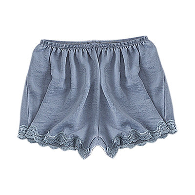 

Women Solid Color Cotton Blend Stretchy Lace Side High Waist Shorts Tight Three-point Pants Thin Anti-lighting Short Pant
