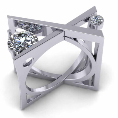 

Geometric Diamond JewelrySterling Silver White Sapphire Diamond Ring
