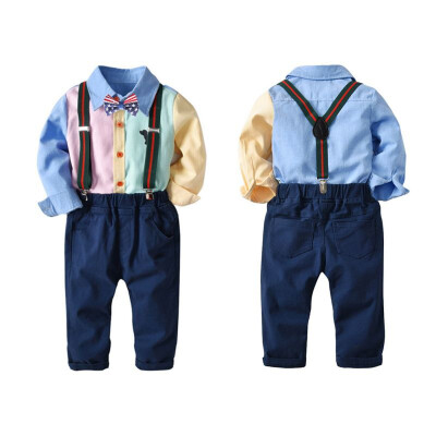 

Boys Long Sleeve ShirtPantsBow Tie 3pcs Set 2018 New Autumn Childrens Sets Childrens Clothing Kids Clothes 1-7Y