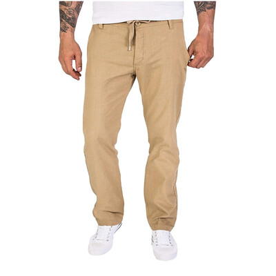 

Gobestart Men Splicing Linen Work Overalls Casual Pocket Sport Work Casual Trouser Pants