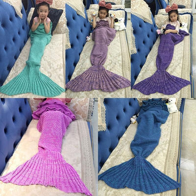 

Super Soft Warm Hand-Crocheted Mermaid Tail Blanket Sofa Blanket Adult Blanket