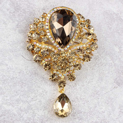 

Large Crystal Diamante Rhinestones Teardrop Wedding Brooch Pins in Assorted Colors