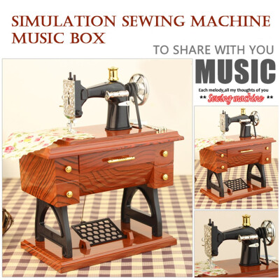 

Siaonvr Vintage Music Box Mini Sewing Machine Style Mechanical Birthday Gift