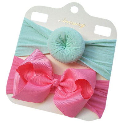 

2 PcsSets Kids Baby Cute Girls Big Bow Design Headband Headwear Apparel Prop Party Gift