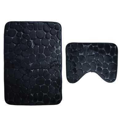 

Toponeto Two Sets of Toilet Floor Cushion 2 sets of 3D Cobblestone Bathroom Cushion