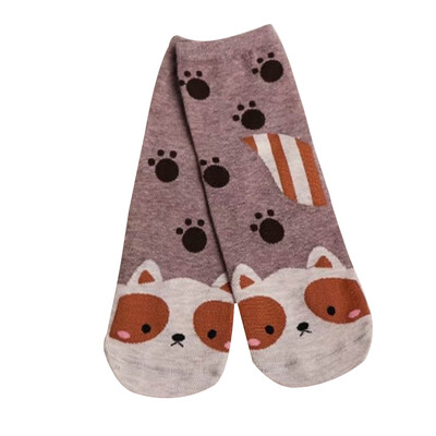 

New Fashion Women Cotton Cute Socks Cartoon Cat And Dogs Paws With Dots Happy Funny Socks Woman
