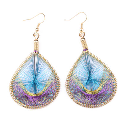 

New Arrivals Elegant Cute Peacock Tail Wire Gold Thread Ear Stud Earrings Jewelry Gifts