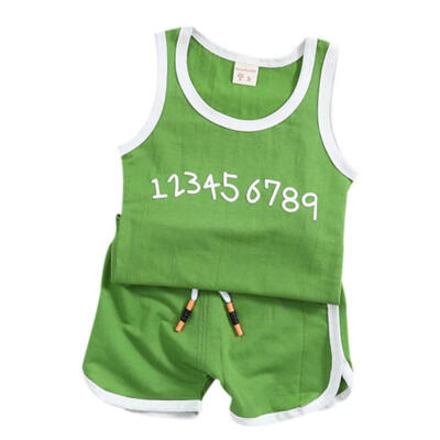 

Baby Boys letter Number Print Tops Blouse VestShorts Children Casual Outfits Sets kids Clothes Set