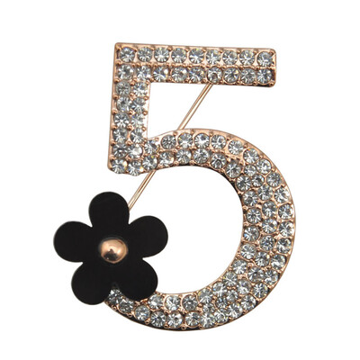 

Number 5 Brooch Inlaid drill Corsage Pop Jewelry Alloy Ms 2019 fashion